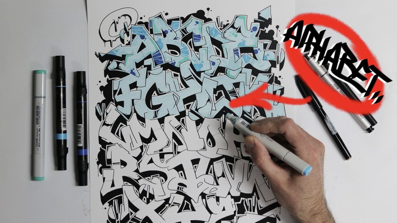 Drawing A Graffiti Alphabet #graffiti #alphabet #graffitialphabet #howto
