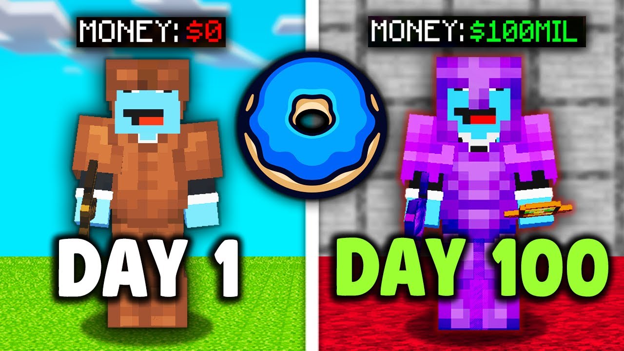 Surviving 100 Days on BEDROCK Donut SMP...(how I got RICH fast)