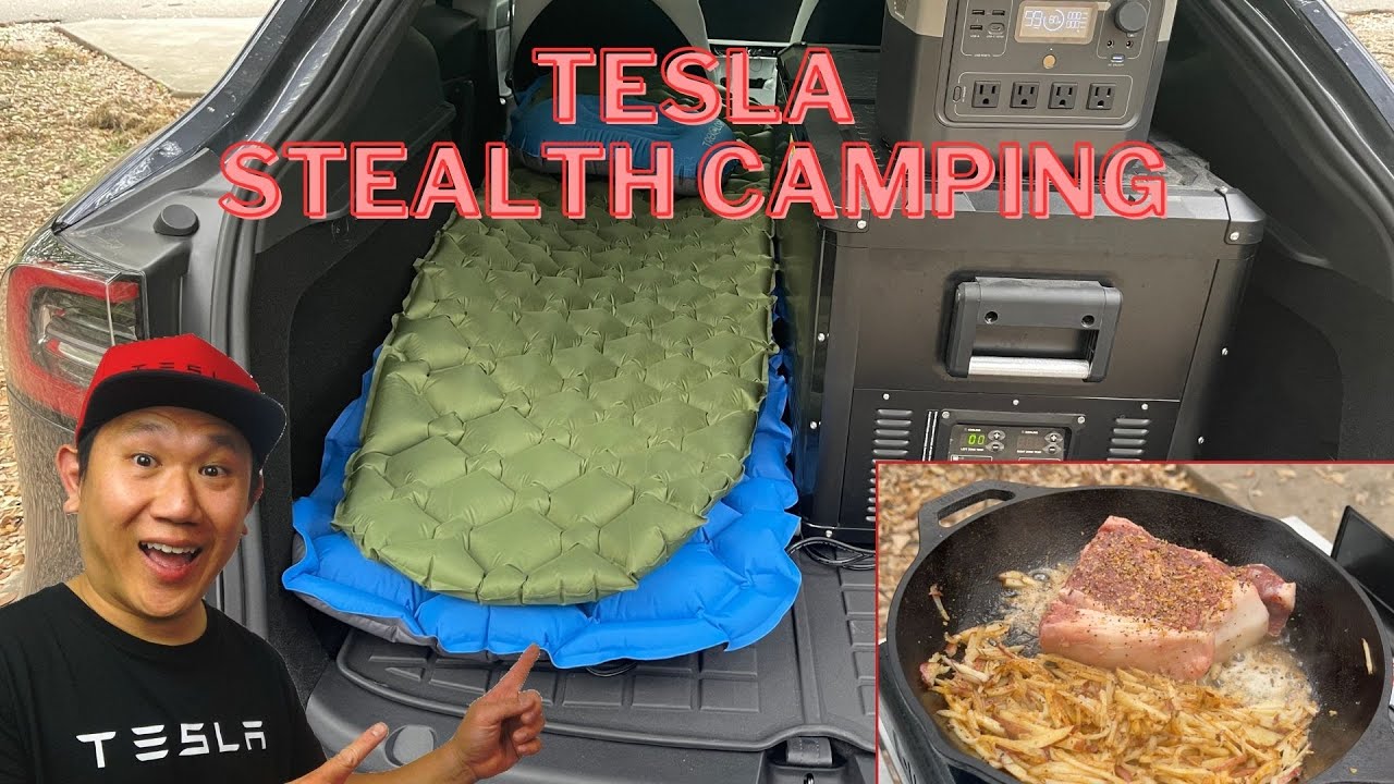 Stealth Camping in Tesla Model Y - San Antonio Texas - Camp Mode