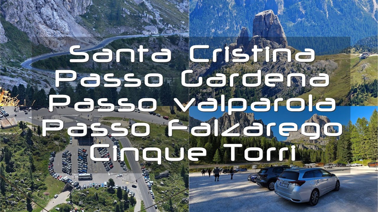 Italian roads. Driving Santa Cristina Valgardena - Cinque Torri.