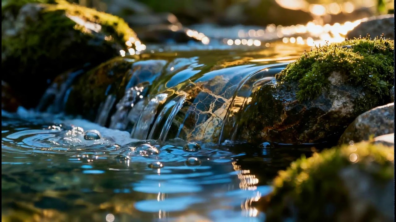 LIVE: Serene Golden Stream | Relax, Study, Meditate, Sleep | White Noise Room 4K