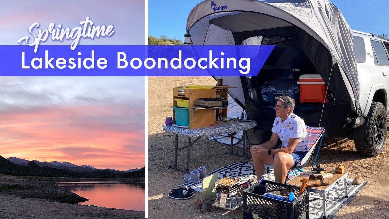 Весенний SUV на берегу озера. Поездка на моем 4Runner пятого поколения по водохранилищу Бартлетт,...