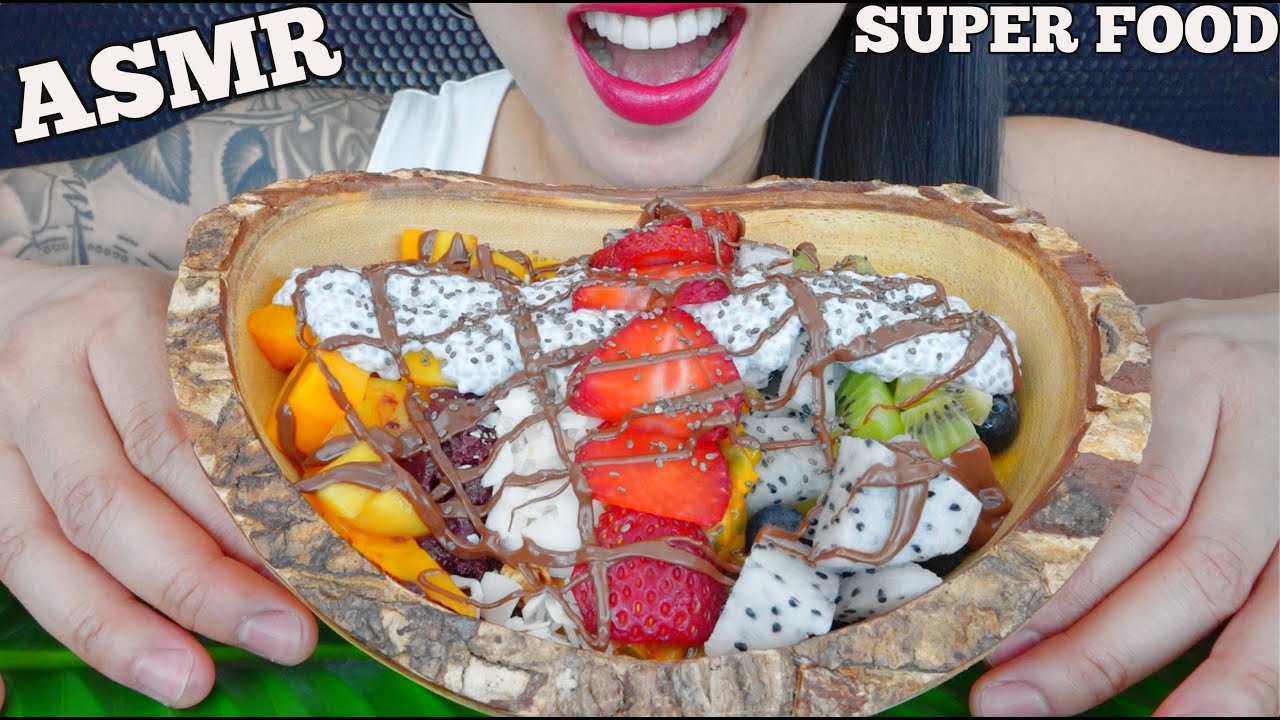ASMR FRUIT SMOOTHIE BOWL (RELAXING EATING SOUNDS) NO TALKING | SAS-ASMR