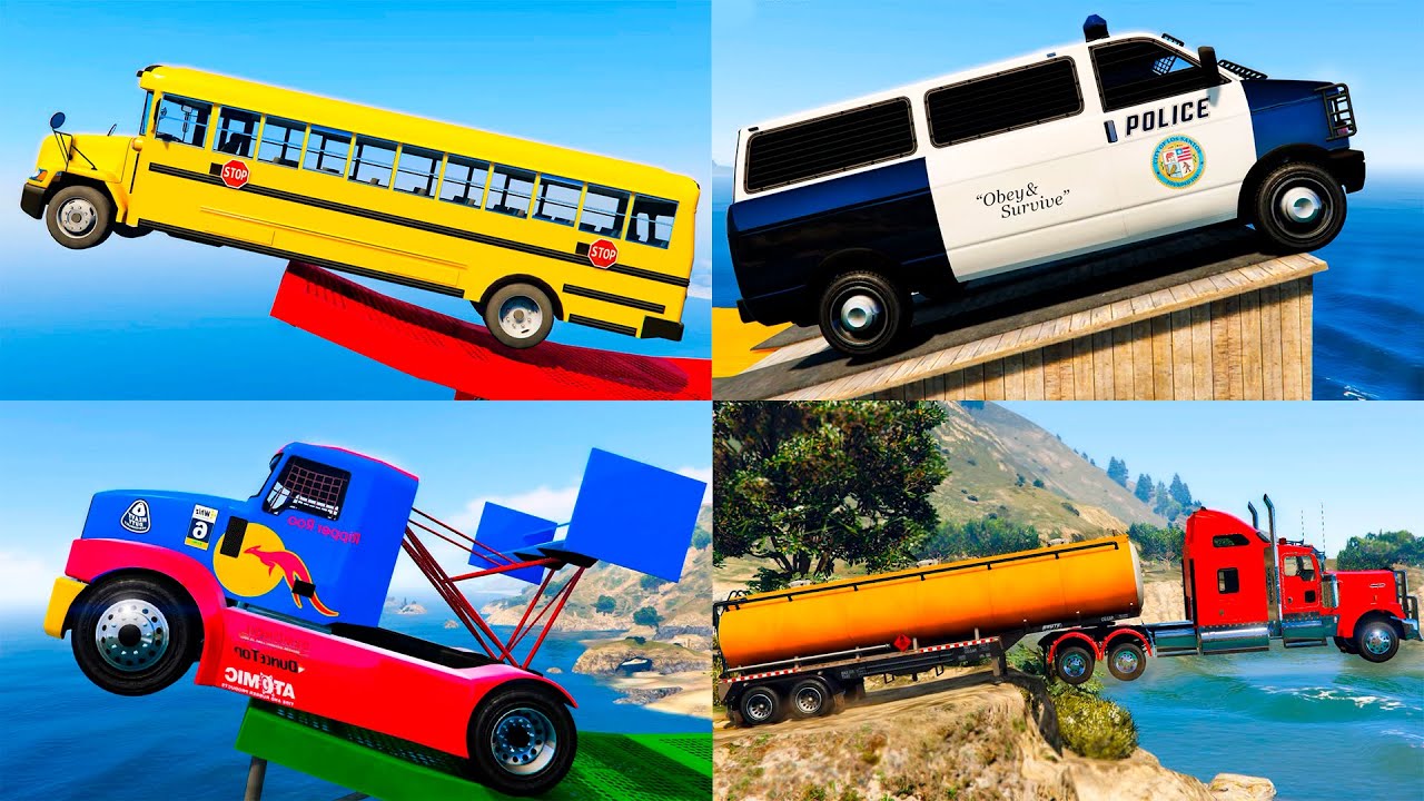 Trucks Jumping Into Water #2 - GTA 5 Cars Jumps COMPILATION