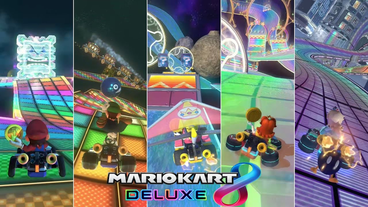 Mario Kart 8 Deluxe // All Rainbow Road Courses & Original