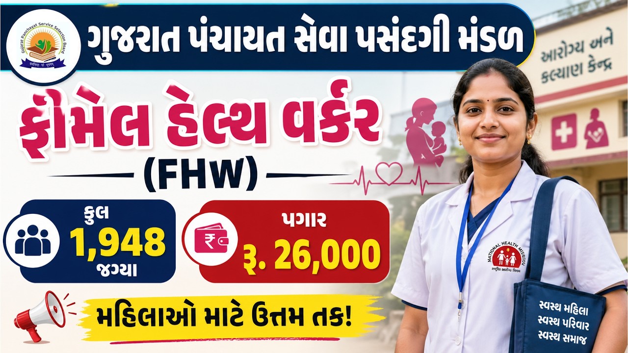Gujarat FHW Bharti 2026 | Female Health Worker 1948 Vacancy | GPSSB Recruitment Gujarat