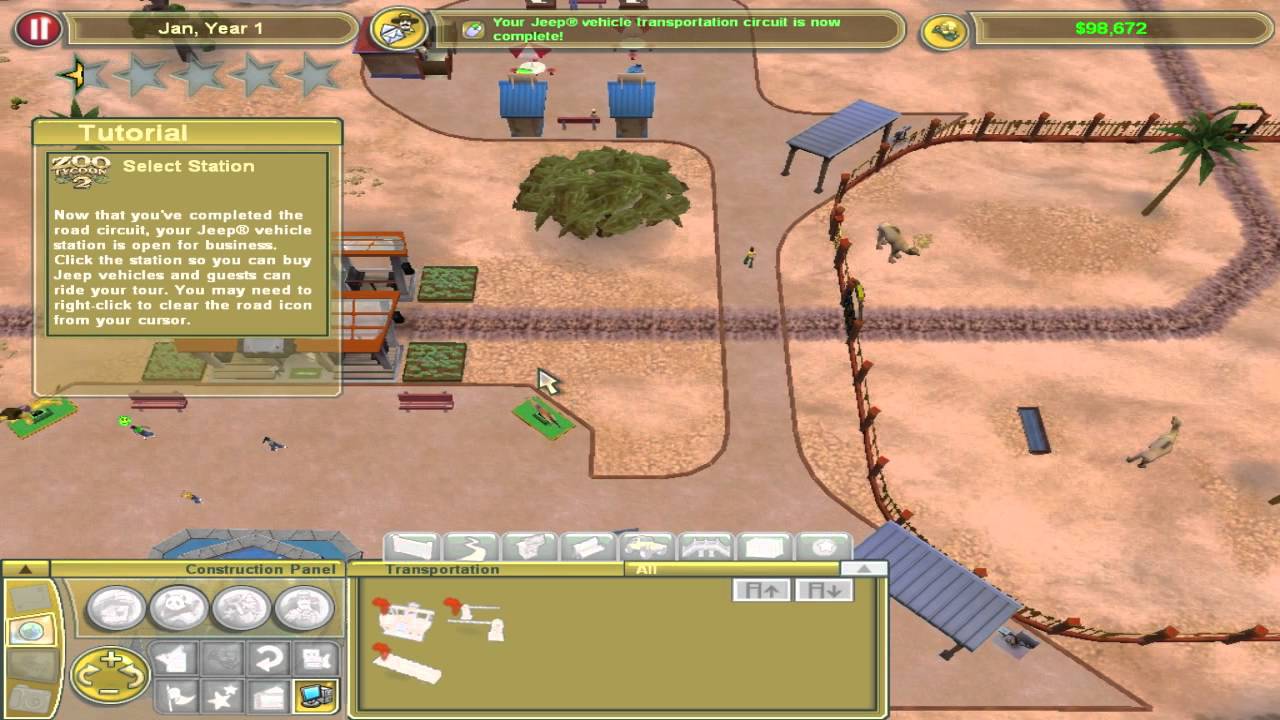 Zoo Tycoon 2 - Campaign - Endangered Species Tutorials - Tutorial 3 Jeep Vehicles