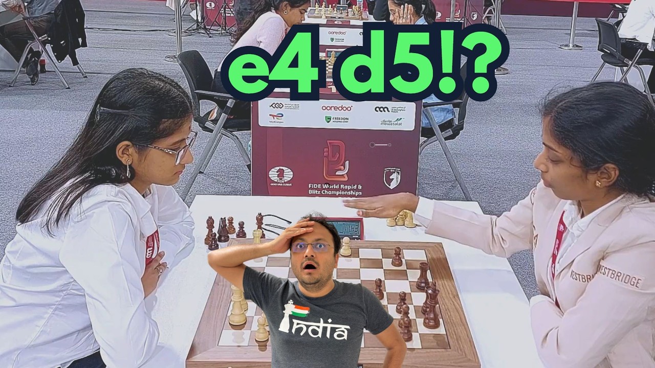 When Vaishali responds 1.e4 with the Scandinavian (d5!?) | Rakshitta Ravi vs R. Vaishali