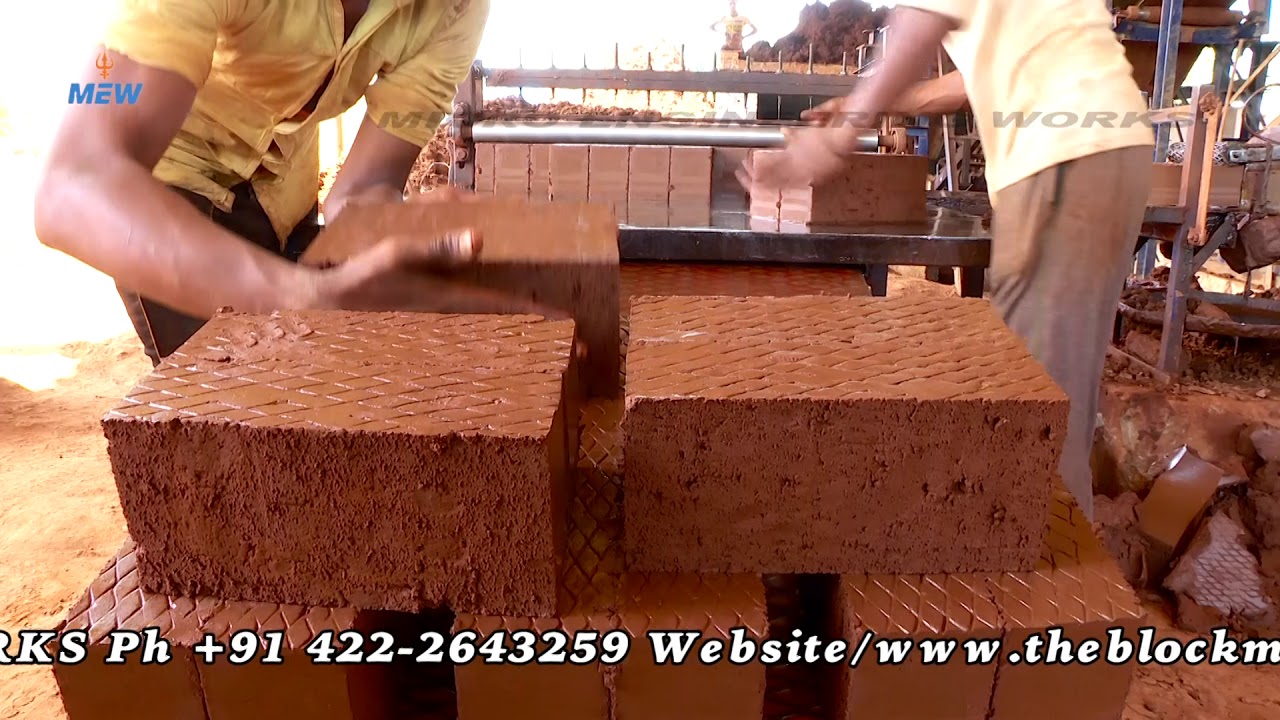 Semi automatic clay brick making machines, Micro Engineering works, India.call us +91-9894748600