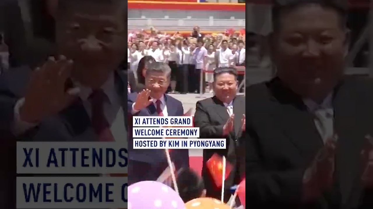 Xi attends grand welcome ceremony hosted by Kim in Pyongyang