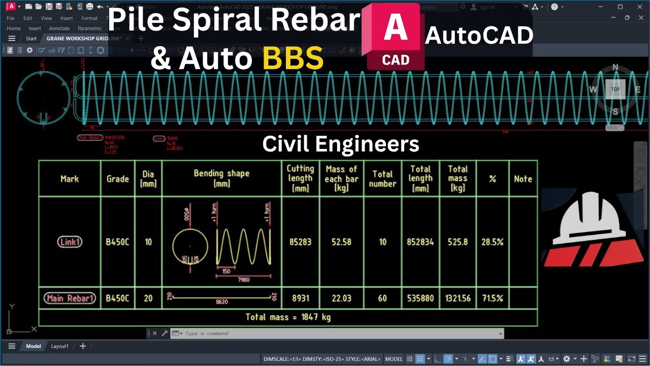 AutoCAD for Civil Engineers: Pile Spiral Rebar & Auto BBS Explained