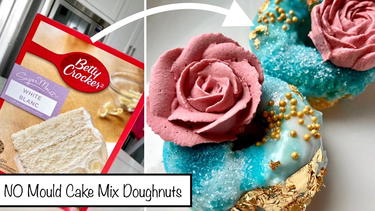 Transforming Boxed Cake Mix into Fancy Doughnuts | How to Make Cake Doughnuts WITHOUT a Doughnut Pan