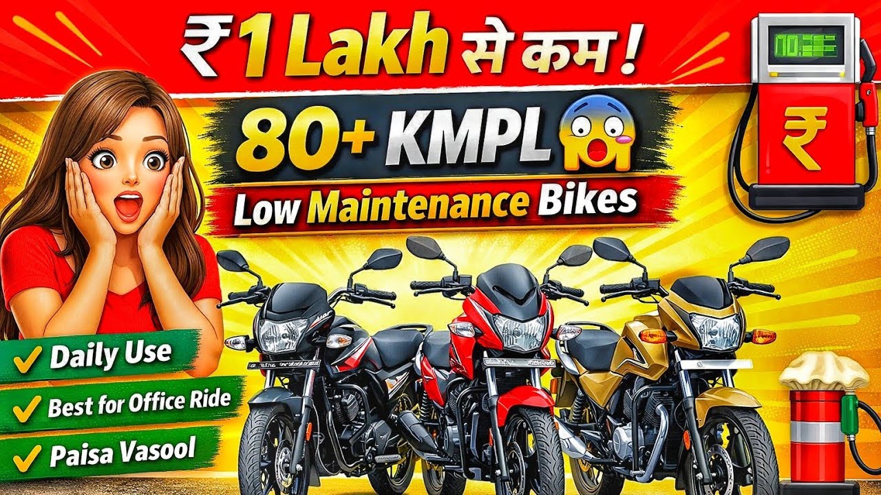 ₹1 Lakh Se Kam Best Mileage Bikes 🔥 | Low Maintenance | Daily Use Bikes India #automobile #autonews 
