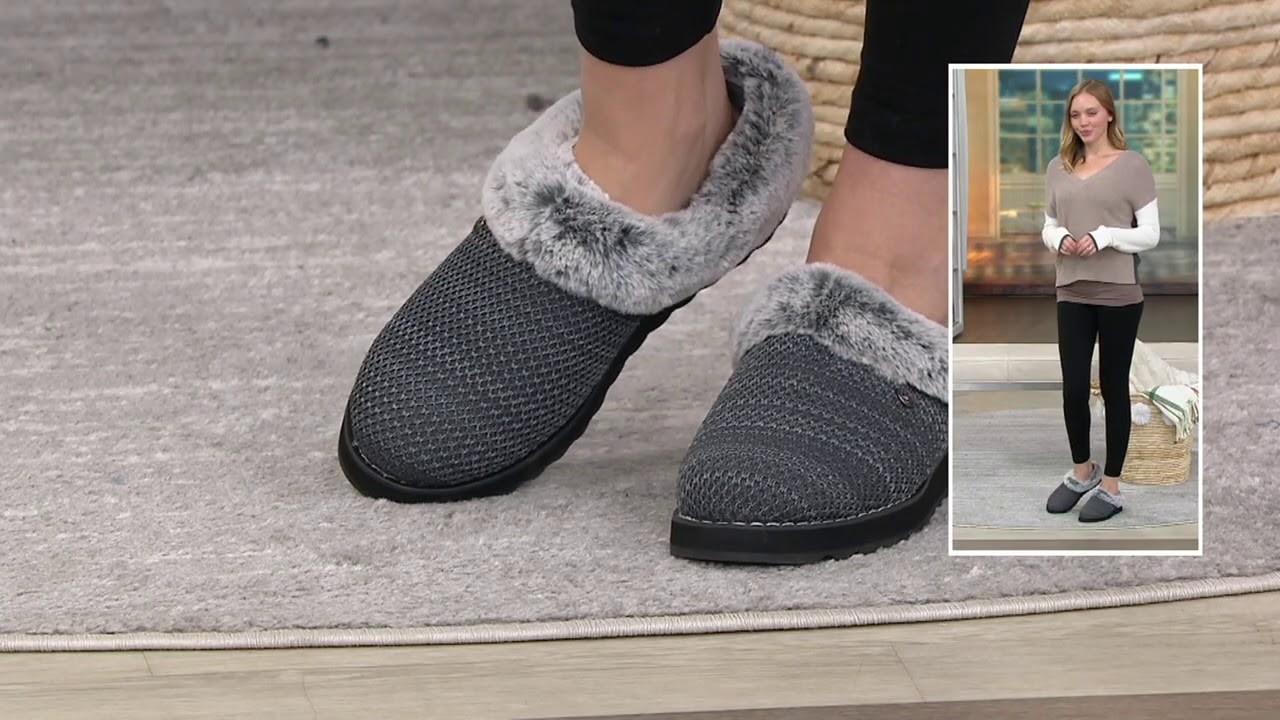 Skechers BOBs Knit Faux Fur Slippers - Keepsakes 2.0 on QVC