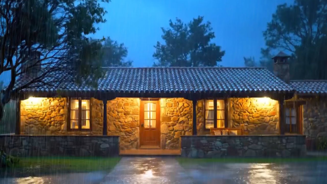 Calm Steady Rain on Forest Cabin | Natural Environmental Rain Audio for Sleeping and Relaxation