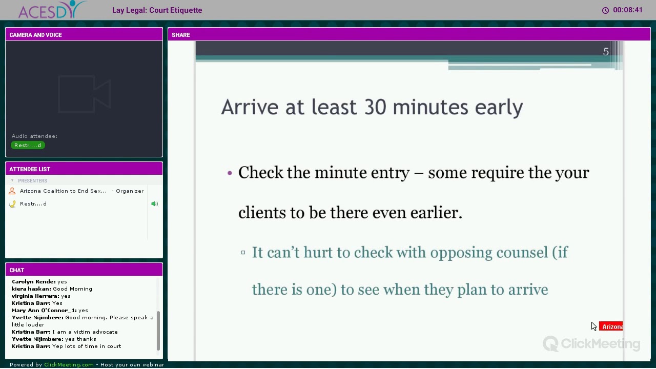 Lay Legal Webinar: Court Etiquette