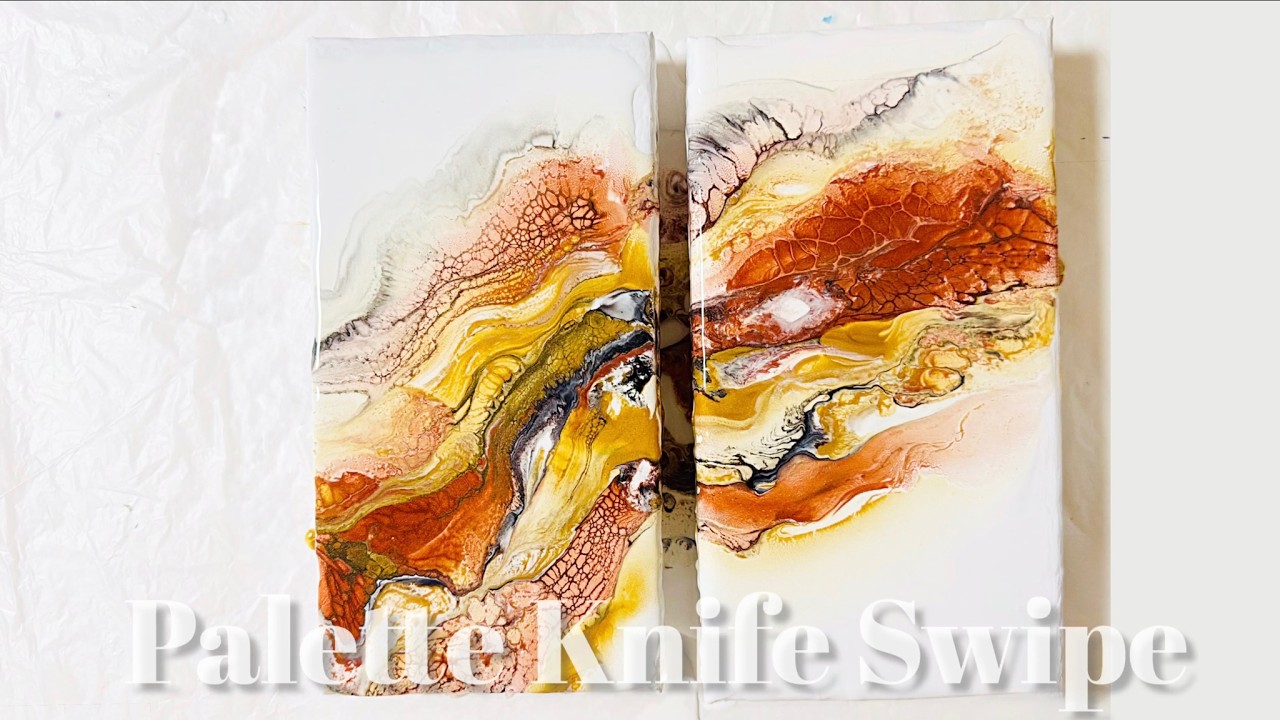 Fluid Art | Gorgeous Gold Cells! Palette Knife Swipe with Metallic Gold & Copper ✨ | Abstract Art