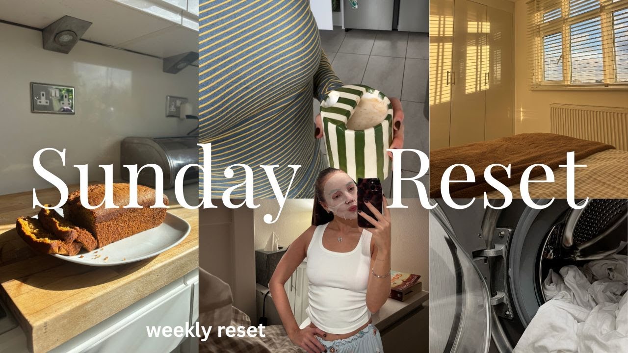 SUNDAY RESET ROUTINE 🫧 deep cleaning, baking pumpkin banana bread & getting my nails done 🍌🎃