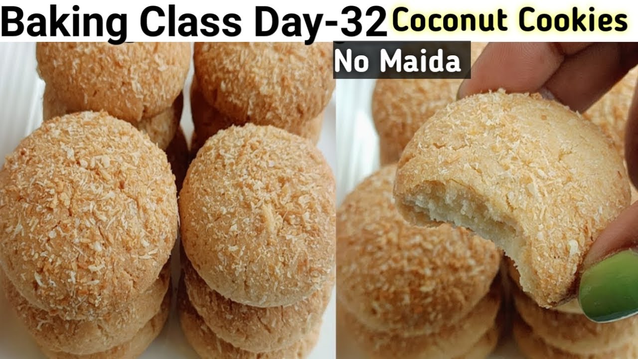 Baking Class Day-32~Eggless Coconut Cookies Recipe/No Maida| बाजार जैसी कोकोनट कूकीज कैसे बनाते है|