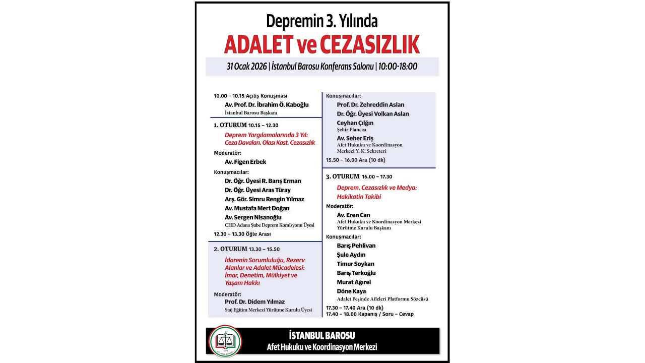 Depremin 3. Yılında Adalet ve Cezasızlık 1. Oturum
