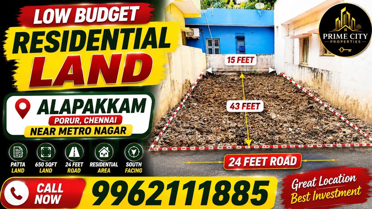 🏡 Residential Land for Sale - Alapakkam, Porur  🆔2625 #chennaiproperty #lowbudget #landsaleinchennai