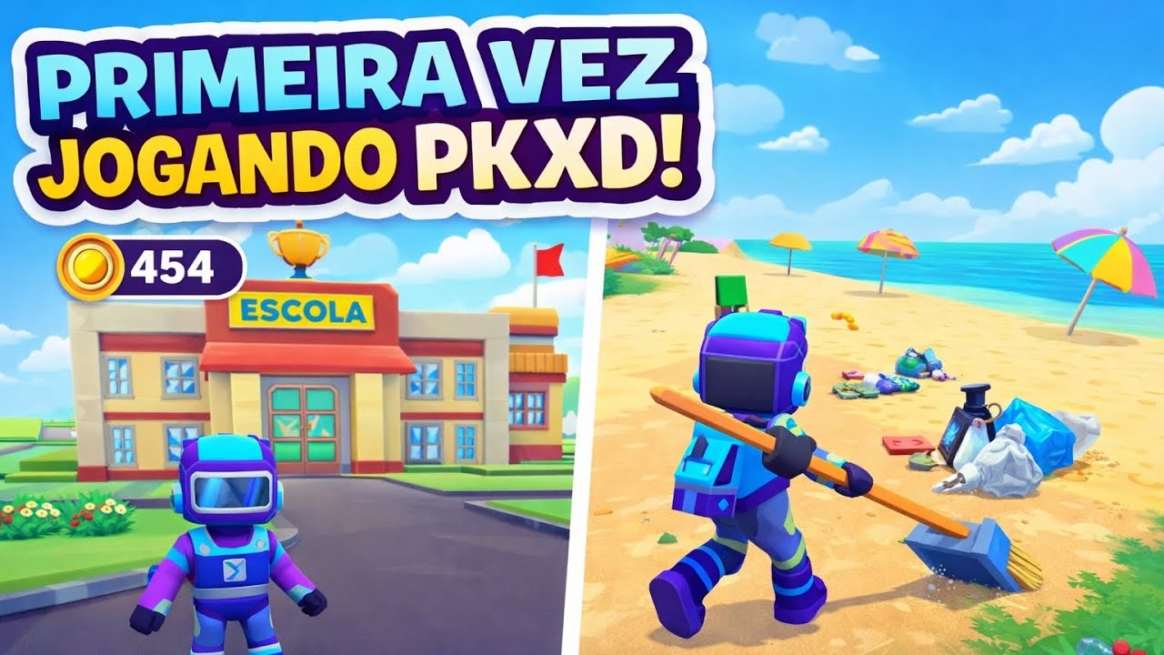 PK XD: primeira gameplay | Fui pra escola e limpei a praia!