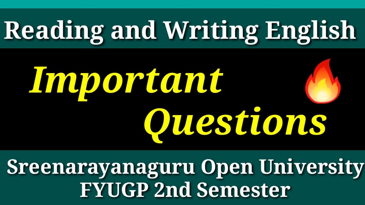 Reading and Writing English|Important Questions| SGOU FYUGP 2nd Semester 