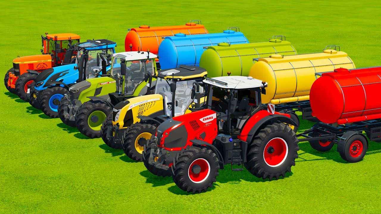 CLAAS vs JOHN DERRE vs McCORMICK vs FENDT vs VALTRA TRACTORS BATTLE - Farming Simulator 22