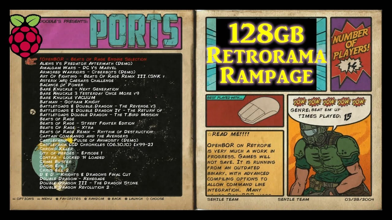 128gb RetroRama Rampage Retropie 4.4 V.2 - Fully Loaded