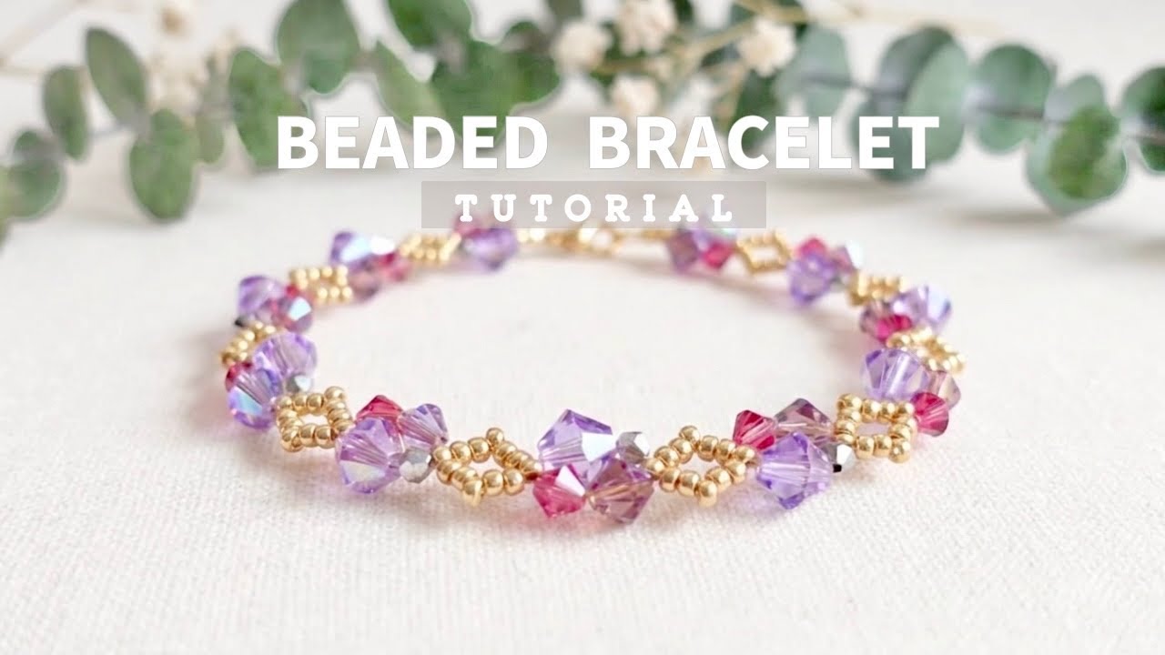 ソロバンビーズの主役モチーフ💠ビーズステッチで簡単ブレスレット✨作り方