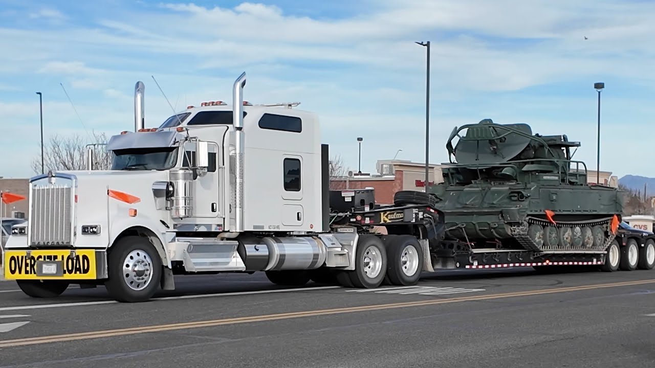 Truck Spotting USA, freight carriers, military haulers & others, busy highway in Arizona, Trucks USA