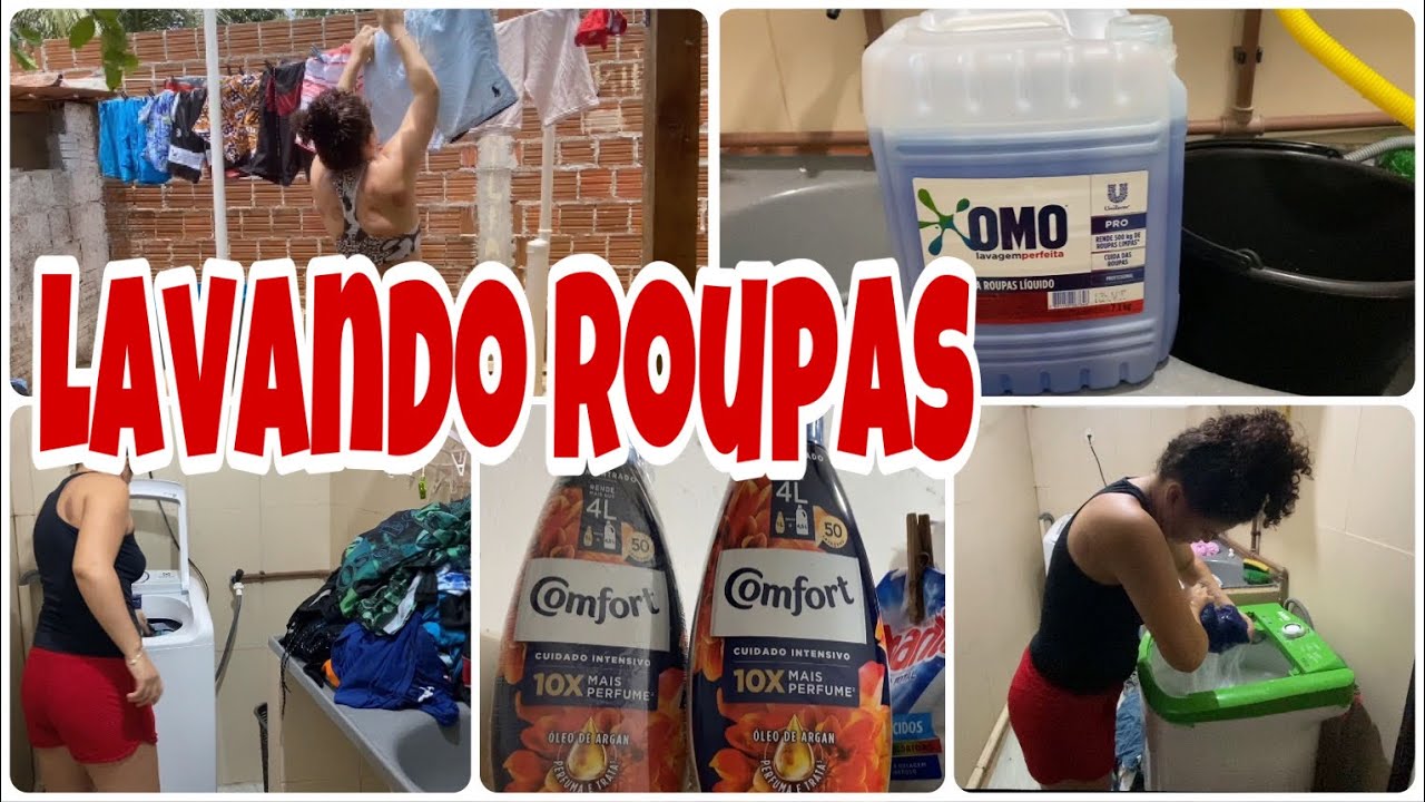 LAVANDO ROUPAS COM SABÃO OMO 7 LITROS + AMACIANTE COMFORT