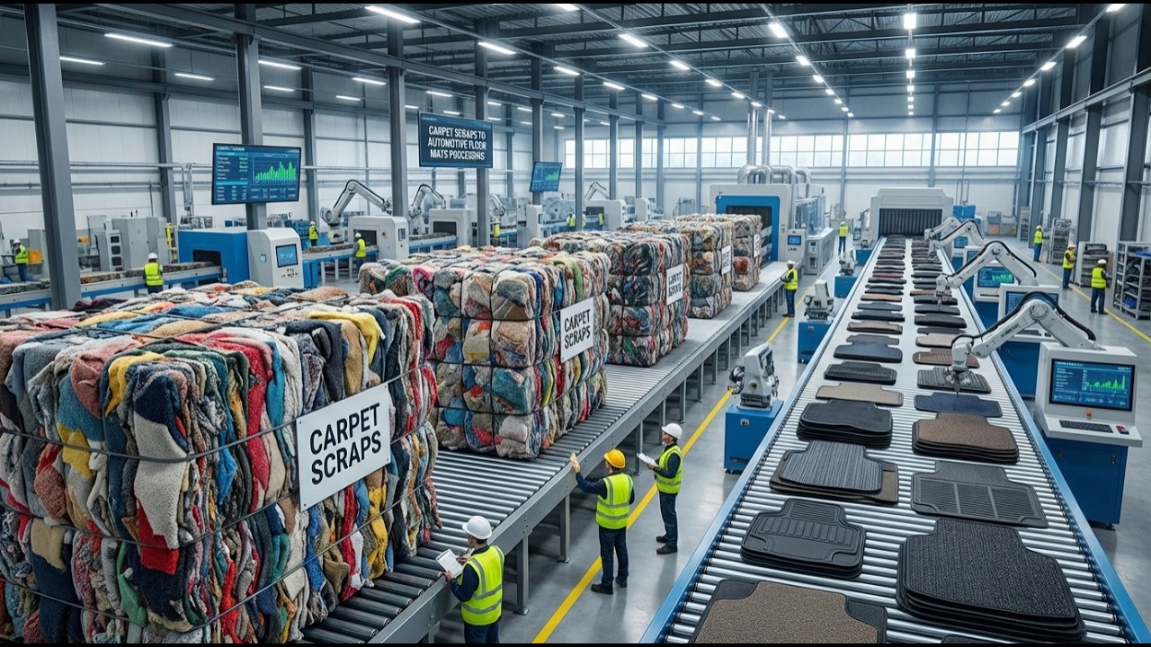 Carpet Scraps to Automotive Floor MatsFull processing