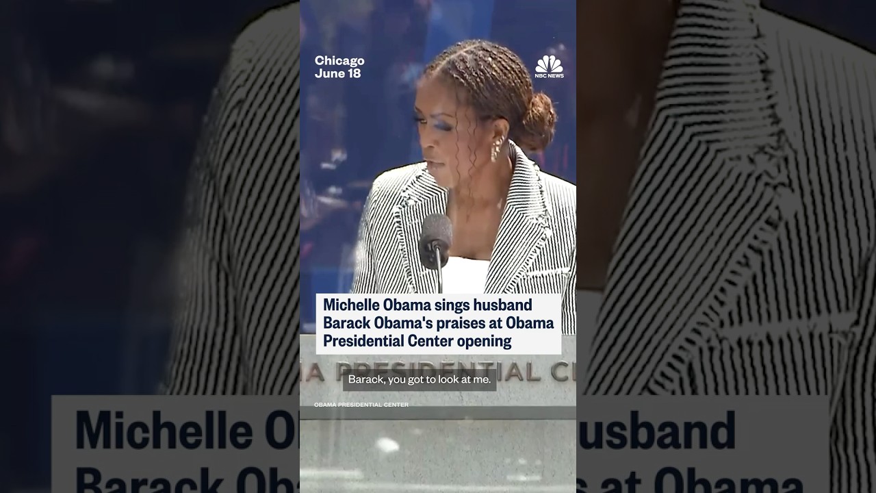 Michelle Obama sings husband Barack Obama's praises at Obama Presidential Center opening