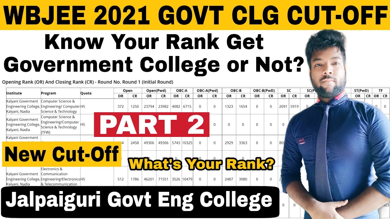 WBJEE 2021 JGEC CutOff | Know Your Rank Get Govt College or Not? Jalpaiguri Govt Engineering College