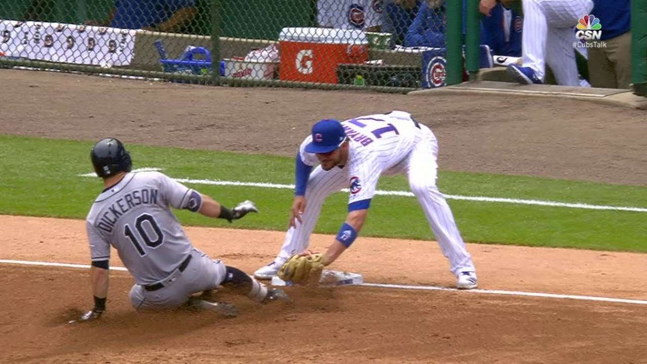 TB@CHC: Happ throws Dickerson out at third