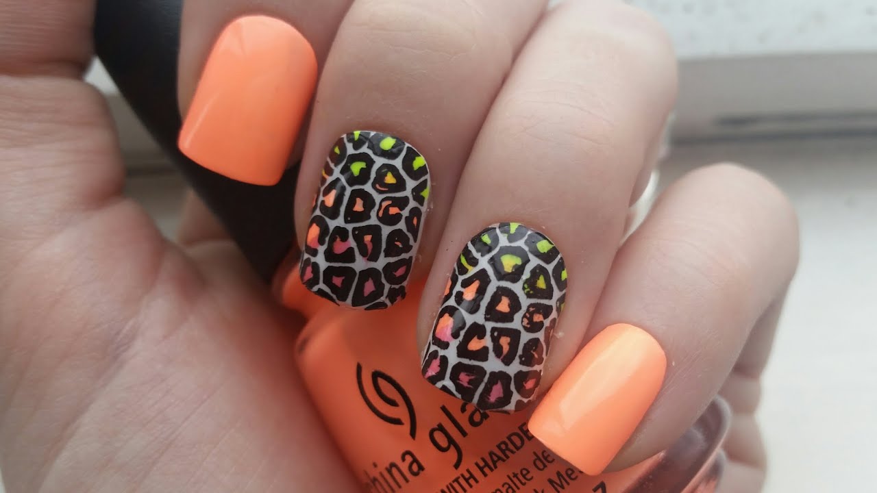 Spring/Summer Neon Ombre Leopard Nail Art - Advance Nail Stamping For Beginners
