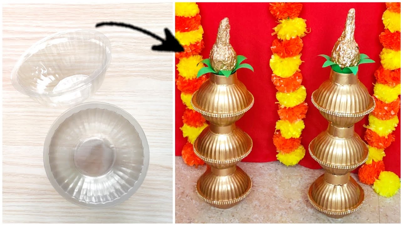 Kalasam Making With Disposable Cups | DIY Kalasam | Kalasam Decoration Ideas