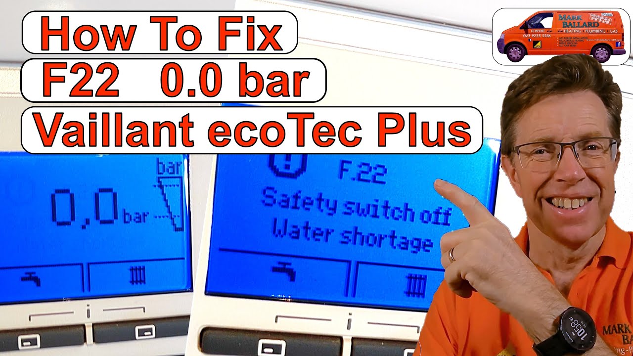Как устранить неполадку в Vaillant ecoTEC Plus F.22 / 0,0бар, аварийное отключение при низком дав...