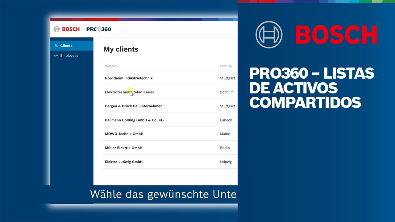 Bosch Professional PRO360 – Listas de activos compartidos