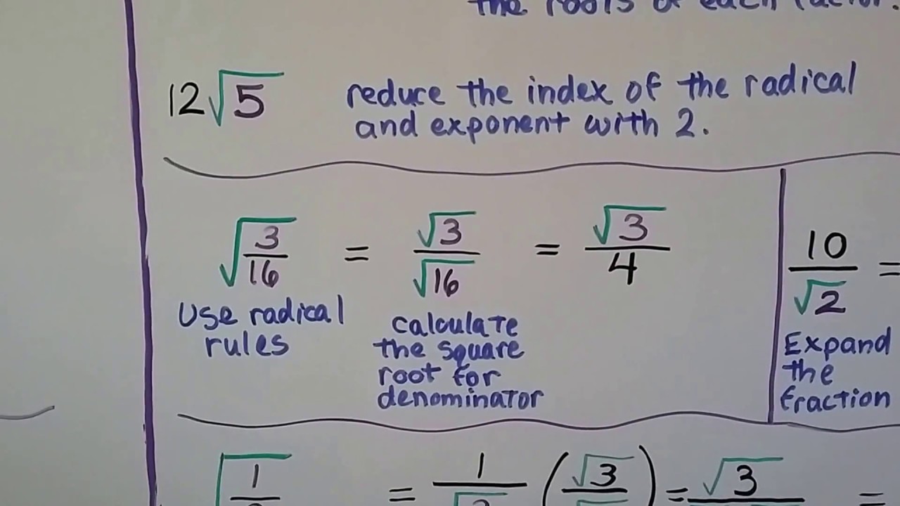 Geometry 5.6b, Simplest Radical Form, Quick Review