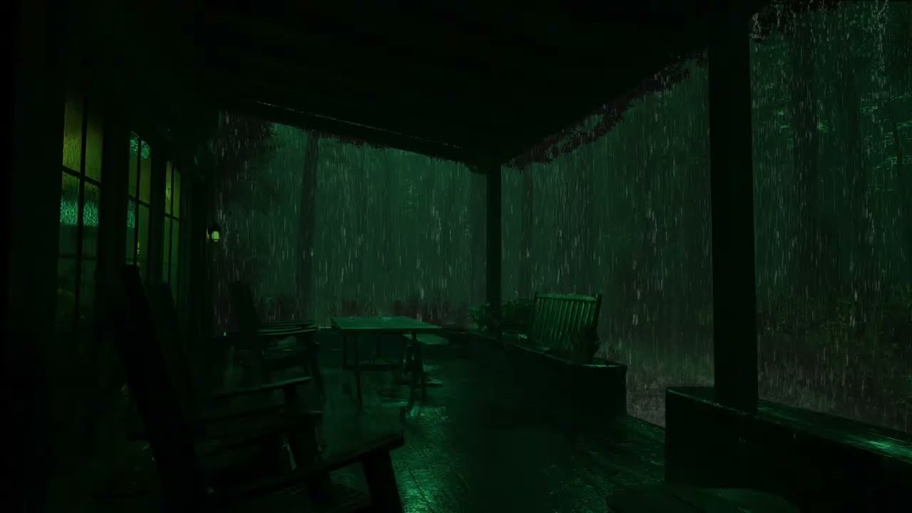 Cozy Balcony in the Rain 🌧️ Thunder & Fire Sounds for Deep, Peaceful Sleep
