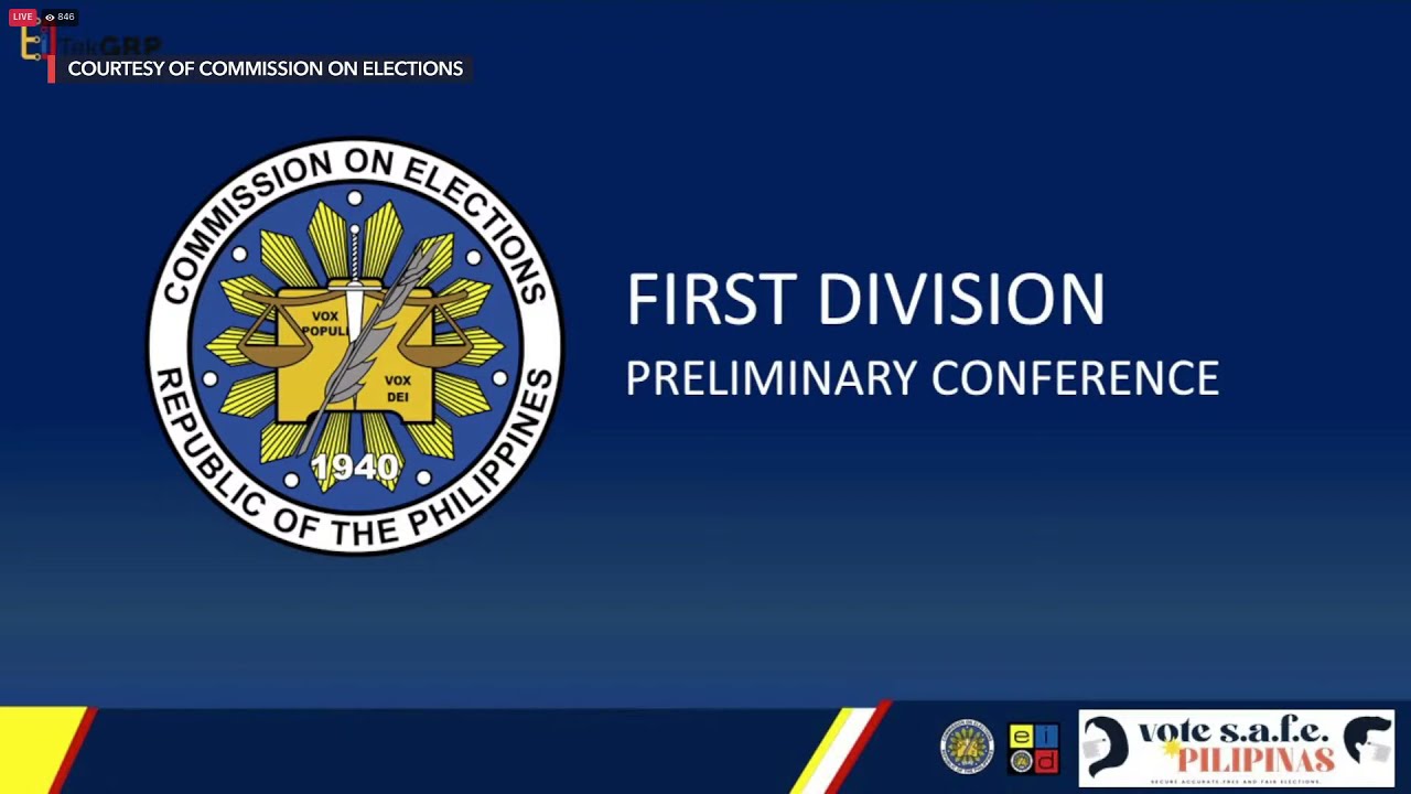 Preliminary conference on Marcos' disqualification cases