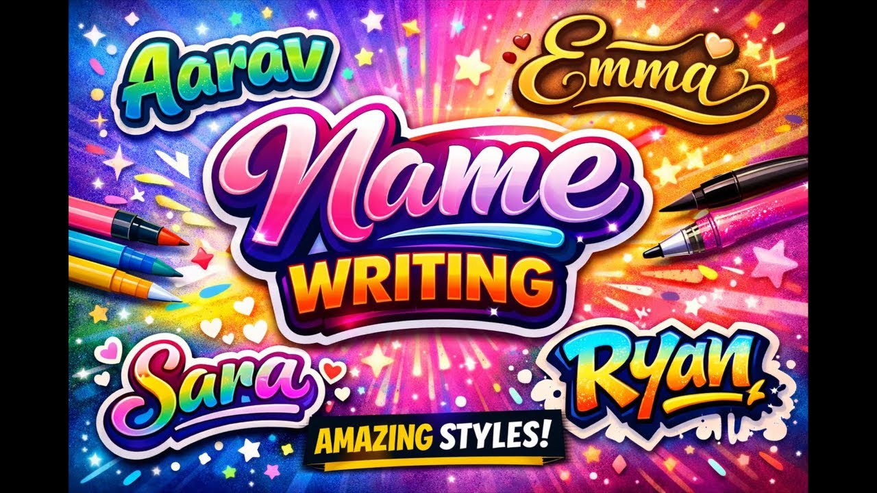 Write Your Name in Different Styles & Colours 🌈 | Comment Your Name! #NameWriting #StylishNameWriti
