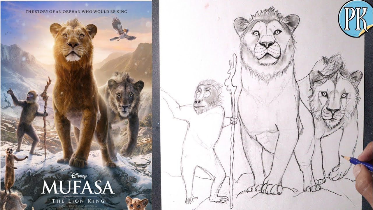 Как нарисовать постер фильма &laquo;Король Лев&raquo; Муфасу. Легко (Часть 2)