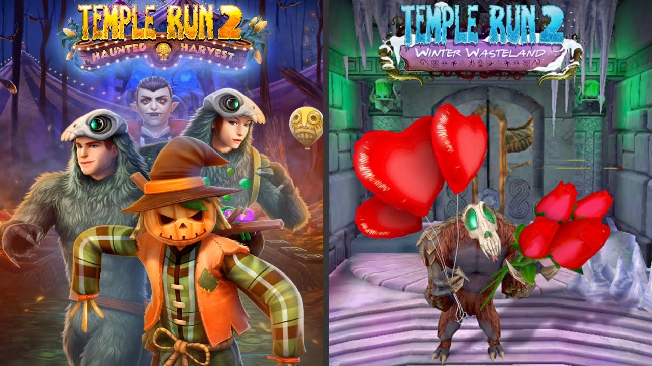 Temple Run 2 🧛🏻‍♂️ HALLOWEEN HAUNTED HARVEST MAP! Vs WINTER WASTELAND MAP!