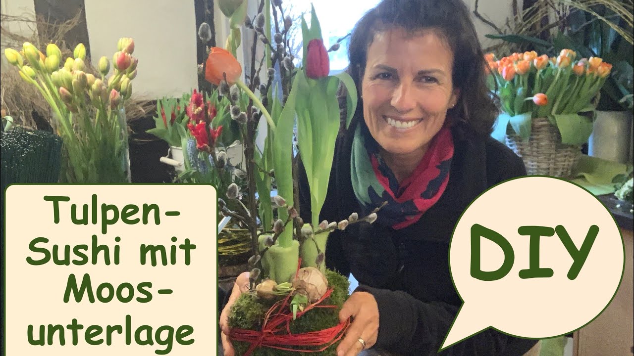 TULPEN-Sushi mit Moos-Unterlage / Frühlingsdeko/ DIY / Dekotrend / Tulpen Tipps / Naturdeko