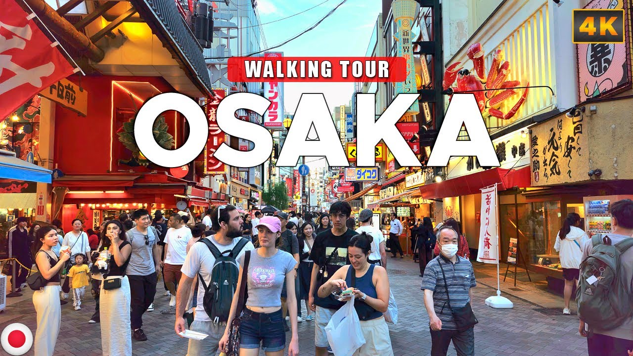 Осака, Япония &mdash; Ночная жизнь района Дотонбори в Осаке 4K Walking Tour