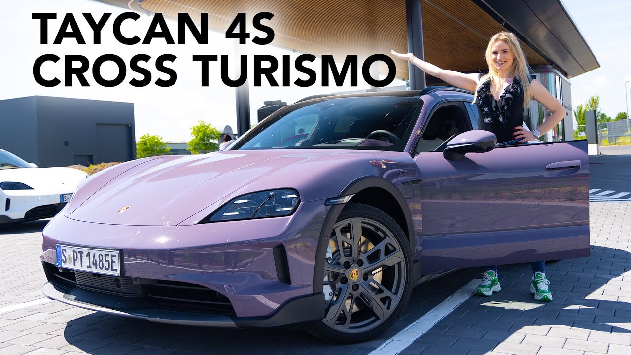 Im neuen Porsche Taycan 4S Cross Turismo Facelift zur Porsche Charging Lounge Würzburg