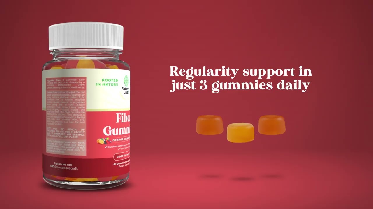 Nature's Craft, Fiber Gummies, Orange and Mixed Berry, 60 Gummies